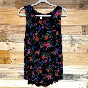 Old Navy size XL Black Floral Sleeveless Soft Stretchy Lightweight Tank Top